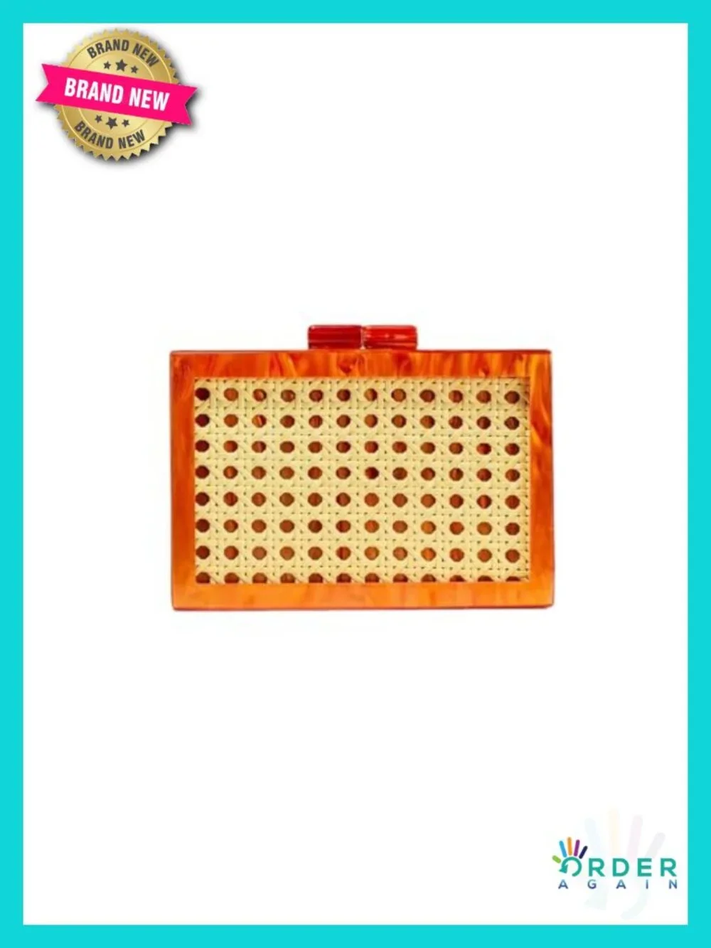 Rattan Woven Acrylic Clutch Purse Square Box Crossbody Handbag